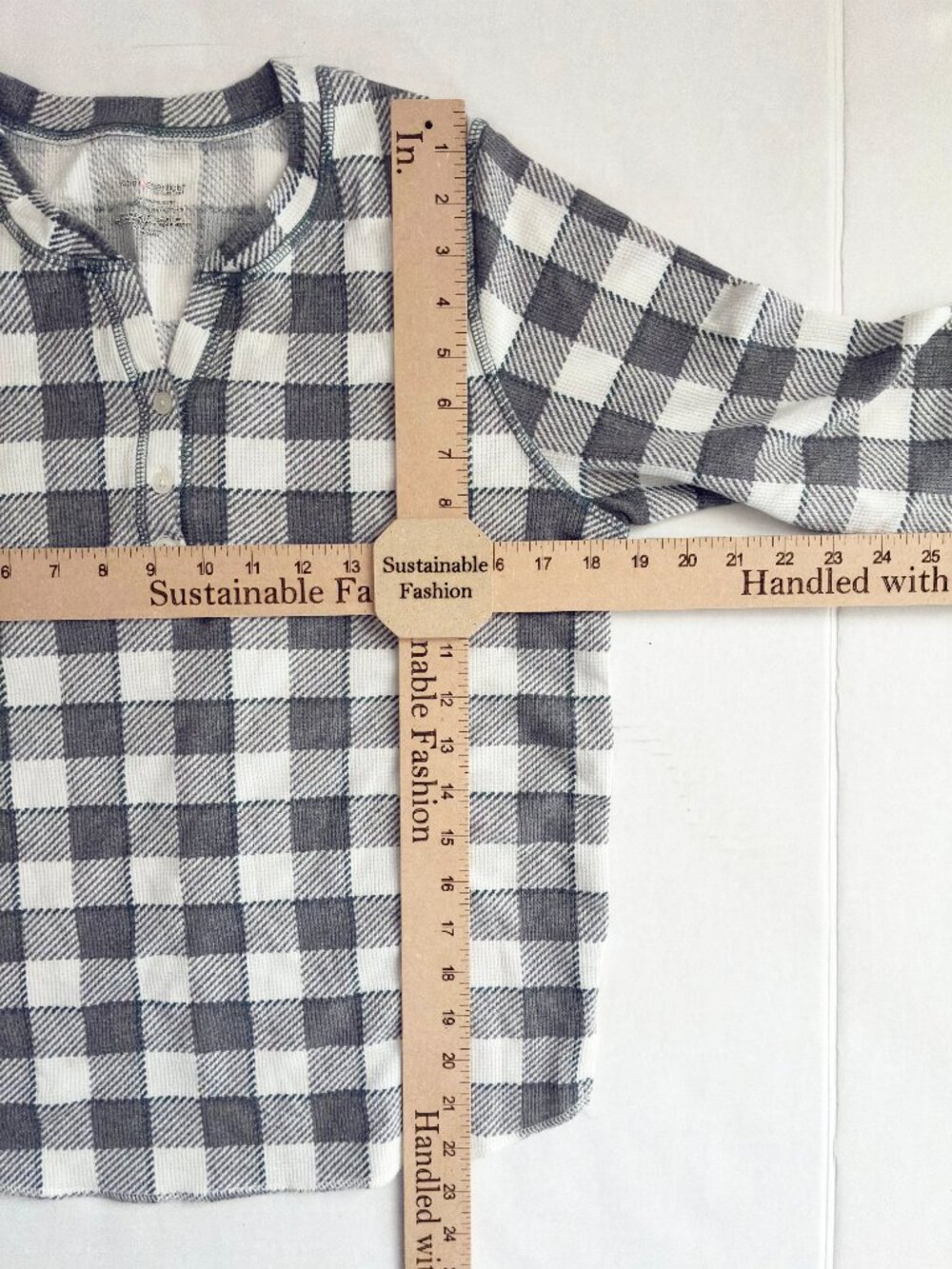 Warm Essentials by Cuddl Duds 2-Piece Lounge PJ Set - L - Grey + Green Plaid - Picture 4 of 11